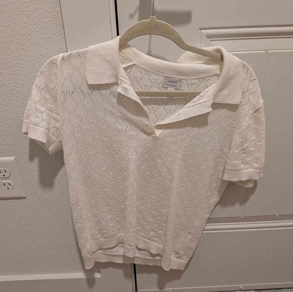 J. Crew White Textured Button Down Shirt